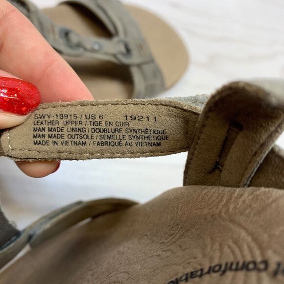 Taos Sandal Womens 6 Gray Swifty Open Toe Ankle Straps Slip On Casual Leather - Picture 8 of 11